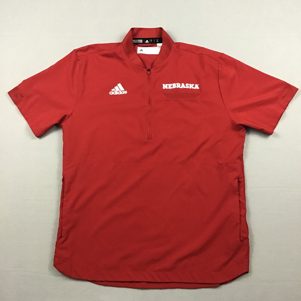 Nebraska Cornhuskers Shirt Men Small Red 1/4 Zip Adidas Aeroready NCAA S *